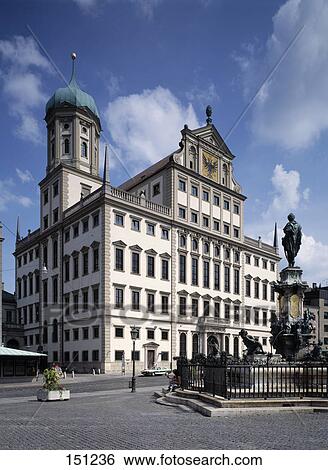 City hall on town square, Augsburg City Hall, Augsburg, Bavaria, Germany View Large Photo Image Stock Photograph - City hall on town square, Augsburg City Hall, Augsburg, Bavaria, Germany . Fotosearch