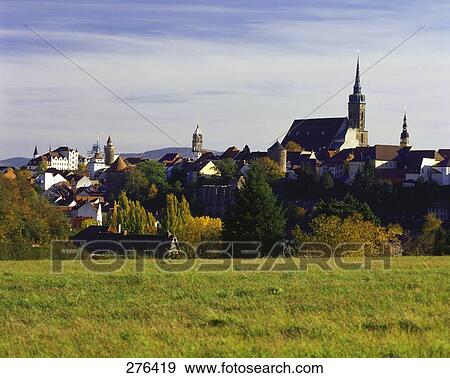 City surrounded by forest, St. Petri cathedral, Bautzen, Saxony, Germany View Large Photo Image Stock Photo - City surrounded by forest, St. Petri cathedral, Bautzen, Saxony, Germany . Fotosearch