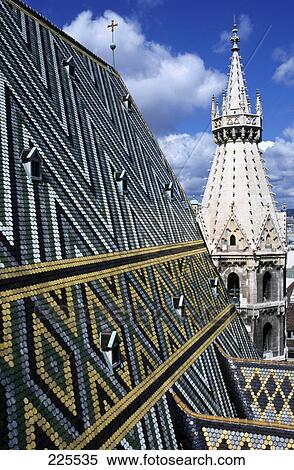 Stock Photography - Close-up of church roof, St Stephens Cathedral, Vienna, Austria . Fotosearch