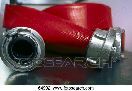 Stock Image - Close-up of fire hose . Fotosearch