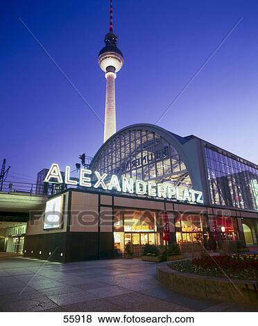Communication tower illuminated at night, Alexanderplatz, Berlin, Germany, Europe View Large Photo Image Stock Photo - Communication tower illuminated at night, Alexanderplatz, Berlin, Germany, Europe . Fotosearch