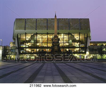 Concert hall illuminated at night, Leipzig, Saxony, Germany View Large Photo Image Stock Image - Concert hall illuminated at night, Leipzig, Saxony, Germany . Fotosearch