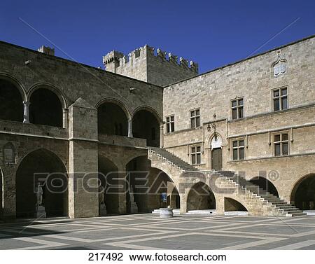 Courtyard of castle, Grand Master's Palace, Rhodes, Dodecanese Islands, Greece View Large Photo Image Stock Image - Courtyard of castle, Grand Master's Palace, Rhodes, Dodecanese Islands, Greece . Fotosearch