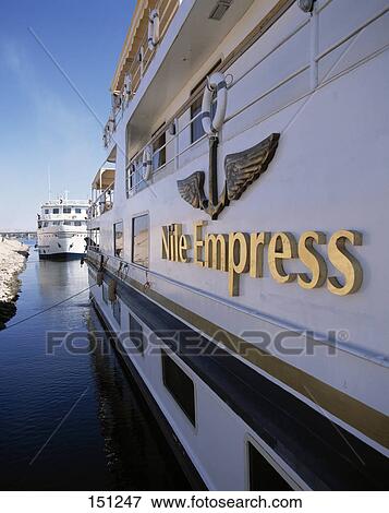 Cruise ships in river, River Nile, Egypt View Large Photo Image Stock Photo - Cruise ships in river, River Nile, Egypt . Fotosearch