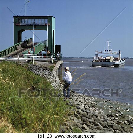 Elbe Faehre at port, Niedersachsen, Lower Saxony, Germany View Large Photo Image Stock Image - Elbe Faehre at port, Niedersachsen, Lower Saxony, Germany . Fotosearch