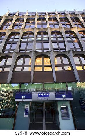 Stock Photo - Entrance of bank, Dexia Bank, Boulevard Royal, Luxembourg City, Luxembourg . Fotosearch