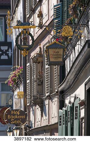 Stock Image - Entrance to the brewery and restaurant Ambraeusianum, Bamberg, Germany . Fotosearch