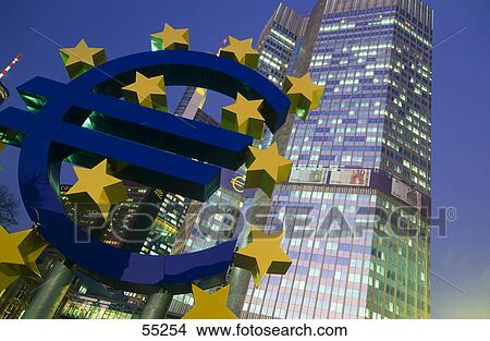 Euro sign in front of bank, European Central Bank, Frankfurt, Germany View Large Photo Image Picture - Euro sign in front of bank, European Central Bank, Frankfurt, Germany . Fotosearch