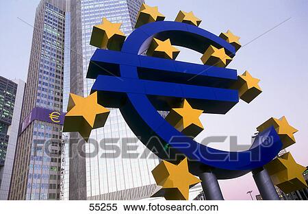 Euro sign in front of bank, European Central Bank, Frankfurt, Germany View Large Photo Image Stock Photography - Euro sign in front of bank, European Central Bank, Frankfurt, Germany . Fotosearch