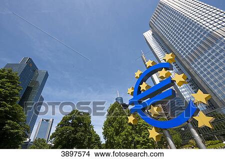 Euro symbol in front of the European Central Bank, Frankfurt am Main, Germany View Large Photo Image Picture - Euro symbol in front of the European Central Bank, Frankfurt am Main, Germany . Fotosearch