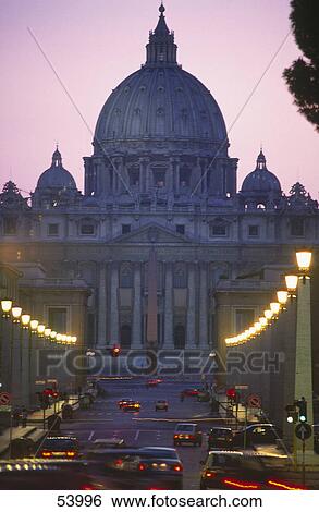 Stock Photograph - Facade of basilica, St. Peter's Basilica, Vatican City . Fotosearch