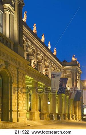 Stock Image - Facade of building, Frankfurt Stock Exchange, Frankfurt, Hesse, Germany . Fotosearch