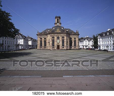 Stock Photography - Facade of church, Saarland, Germany . Fotosearch