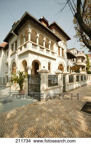 Picture - Facade of embassy quarter, Bucharest, Romania . Fotosearch