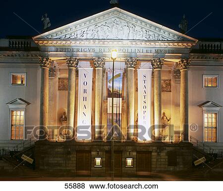 Facade of opera house illuminated at night, Berlin, Germany, Europe View Large Photo Image Stock Photo - Facade of opera house illuminated at night, Berlin, Germany, Europe . Fotosearch