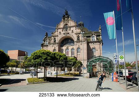 Stock Image - Facade of opera house, Nuremberg, Bavaria, Franconia, Germany . Fotosearch