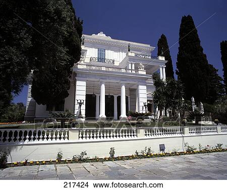 Facade of palace, Achillion Palace, Corfu, Greece View Large Photo Image Picture - Facade of palace, Achillion Palace, Corfu, Greece . Fotosearch