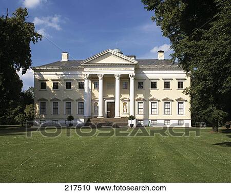 Stock Image - Facade of palace, Woerlitzer Palace, Elbe, Saxony-Anhalt, Germany . Fotosearch