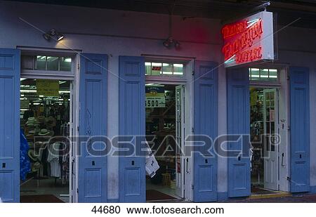 Stock Image - Facade of souvenirs store, Bourbon Street, New Orleans, Louisiana, USA . Fotosearch