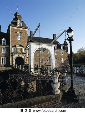 Stock Photo - Facade of water castle, Anholt Castle, Isselburg, Muensterland, North Rhine-Westphalia, Germany . Fotosearch