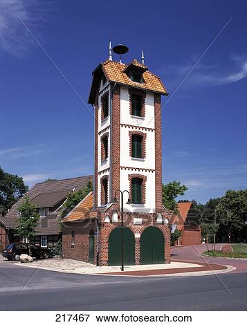 Stock Photo - Fire station at roadside, Lower Saxony, Germany . Fotosearch