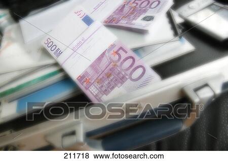 Five hundred Euro banknotes and files in briefcase View Large Photo Image Stock Photo - Five hundred Euro banknotes and files in briefcase . Fotosearch