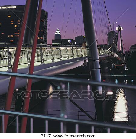 Footbridge across river, Holbeinsteg, Frankfurt, Hesse, Germany View Large Photo Image Stock Photo - Footbridge across river, Holbeinsteg, Frankfurt, Hesse, Germany . Fotosearch