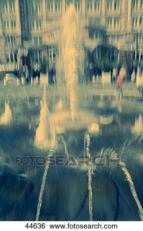 Stock Photograph - Fountain at town square, Den Haag, The Hague, Netherlands . Fotosearch