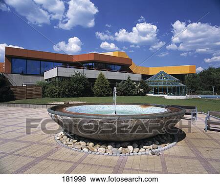 Fountain in front of building, Kurpark Bad Bellingen, Bad Bellingen, Baden-WŸrttemberg, Germany View Large Photo Image Stock Photo - Fountain in front of building, Kurpark Bad Bellingen, Bad Bellingen, Baden-WŸrttemberg, Germany . Fotosearch