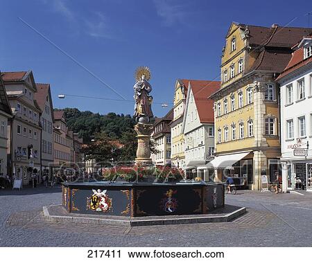 Fountain in town square, Baden-Wurttemberg, Germany View Large Photo Image Stock Image - Fountain in town square, Baden-Wurttemberg, Germany . Fotosearch
