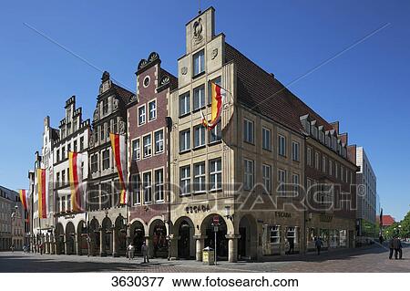 Gable houses on Prinzipalmarkt, Muenster, Germany View Large Photo Image Stock Photo - Gable houses on Prinzipalmarkt, Muenster, Germany . Fotosearch