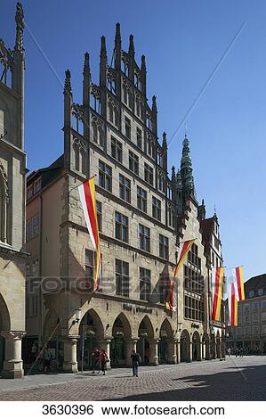 Stock Photograph - Gable houses on Prinzipalmarkt, Muenster, Germany . Fotosearch