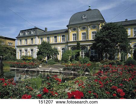 Garden and pond in front of castle, Poppelsdorfer Castle, North Rhine-Westphalia, Germany View Large Photo Image Stock Photo - Garden and pond in front of castle, Poppelsdorfer Castle, North Rhine-Westphalia, Germany . Fotosearch