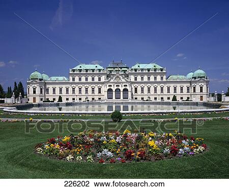 Garden and pond in front of palace, Belvedere Palace, Vienna, Austria View Large Photo Image Stock Image - Garden and pond in front of palace, Belvedere Palace, Vienna, Austria . Fotosearch