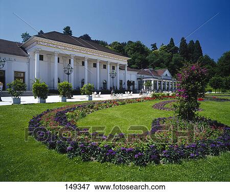 Stock Photo - Garden in front of casino, Black Forest, Baden-Wurttemberg, Germany . Fotosearch