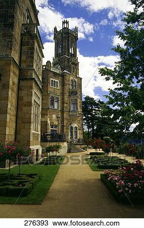 Stock Image - Garden in front of castle, Eckberg Castle, Dresden, Saxony, Germany . Fotosearch