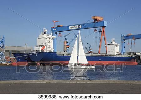 Stock Photo - HDW shipyard, Kiel, Schleswig-Holstein, Germany, Europe . Fotosearch