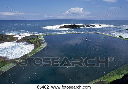 High angle view of a woman swimming, La Gomera, Canary Islands, Spain View Large Photo Image Stock Image - High angle view of a woman swimming, La Gomera, Canary Islands, Spain . Fotosearch