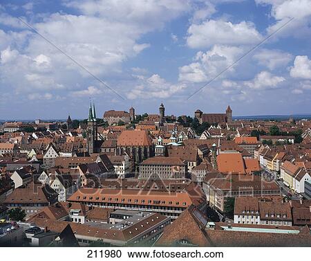 High angle view of buildings in city under cloudy sky, Nuremberg, Kaiserburg, Bavaria, Franconia, Germany View Large Photo Image Stock Image - High angle view of buildings in city under cloudy sky, Nuremberg, Kaiserburg, Bavaria, Franconia, Germany . Fotosearch