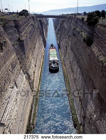 High angle view of cargo ship sailing in canal View Large Photo Image Stock Photography - High angle view of cargo ship sailing in canal . Fotosearch