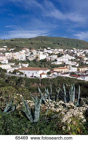 High angle view of city, El Hierro, Canary Islands, Spain View Large Photo Image Stock Photo - High angle view of city, El Hierro, Canary Islands, Spain . Fotosearch