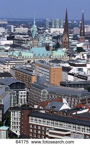 High angle view of city, Hamburg, Germany View Large Photo Image Stock Photography - High angle view of city, Hamburg, Germany . Fotosearch