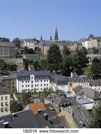 Stock Photo - High angle view of house in city . Fotosearch