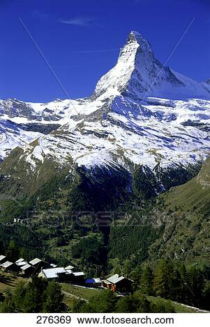 High angle view of huts on hill, Mt Matterhorn, Valais Canton, Switzerland View Large Photo Image Stock Photo - High angle view of huts on hill, Mt Matterhorn, Valais Canton, Switzerland . Fotosearch