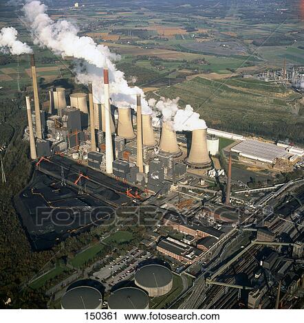 Stock Image - High angle view of power plant, electricity, Gelsenkirchen, Germany . Fotosearch
