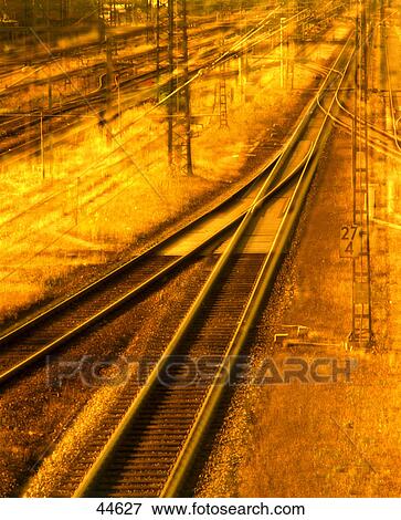 Stock Photo - High angle view of railroads tracks . Fotosearch