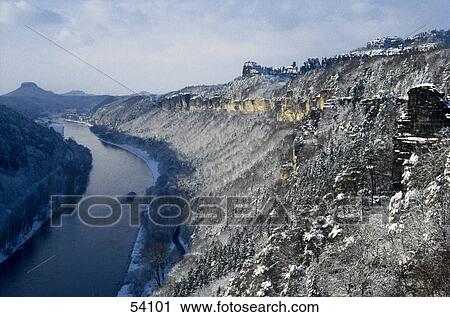 High angle view of river flowing through valley, Elbe River, Saxony, Germany View Large Photo Image Stock Image - High angle view of river flowing through valley, Elbe River, Saxony, Germany . Fotosearch
