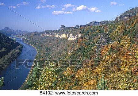 High angle view of river flowing through valley, Elbe River, Saxony, Germany View Large Photo Image Stock Image - High angle view of river flowing through valley, Elbe River, Saxony, Germany . Fotosearch