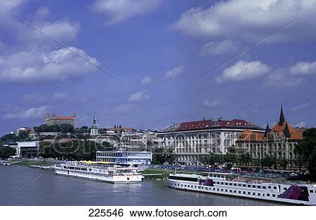 High angle view of steamboats at harbor, Bratislava, Slovakia View Large Photo Image Stock Photograph - High angle view of steamboats at harbor, Bratislava, Slovakia . Fotosearch
