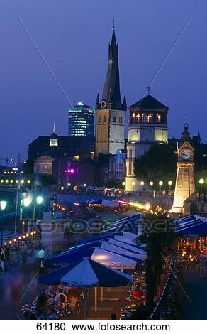 High angle view of tourists at market, Rhine River, St. Lambertus Castle, Duesseldorf, North Rhine-Westphalia, Germany View Large Photo Image Stock Image - High angle view of tourists at market, Rhine River, St. Lambertus Castle, Duesseldorf, North Rhine-Westphalia, Germany . Fotosearch